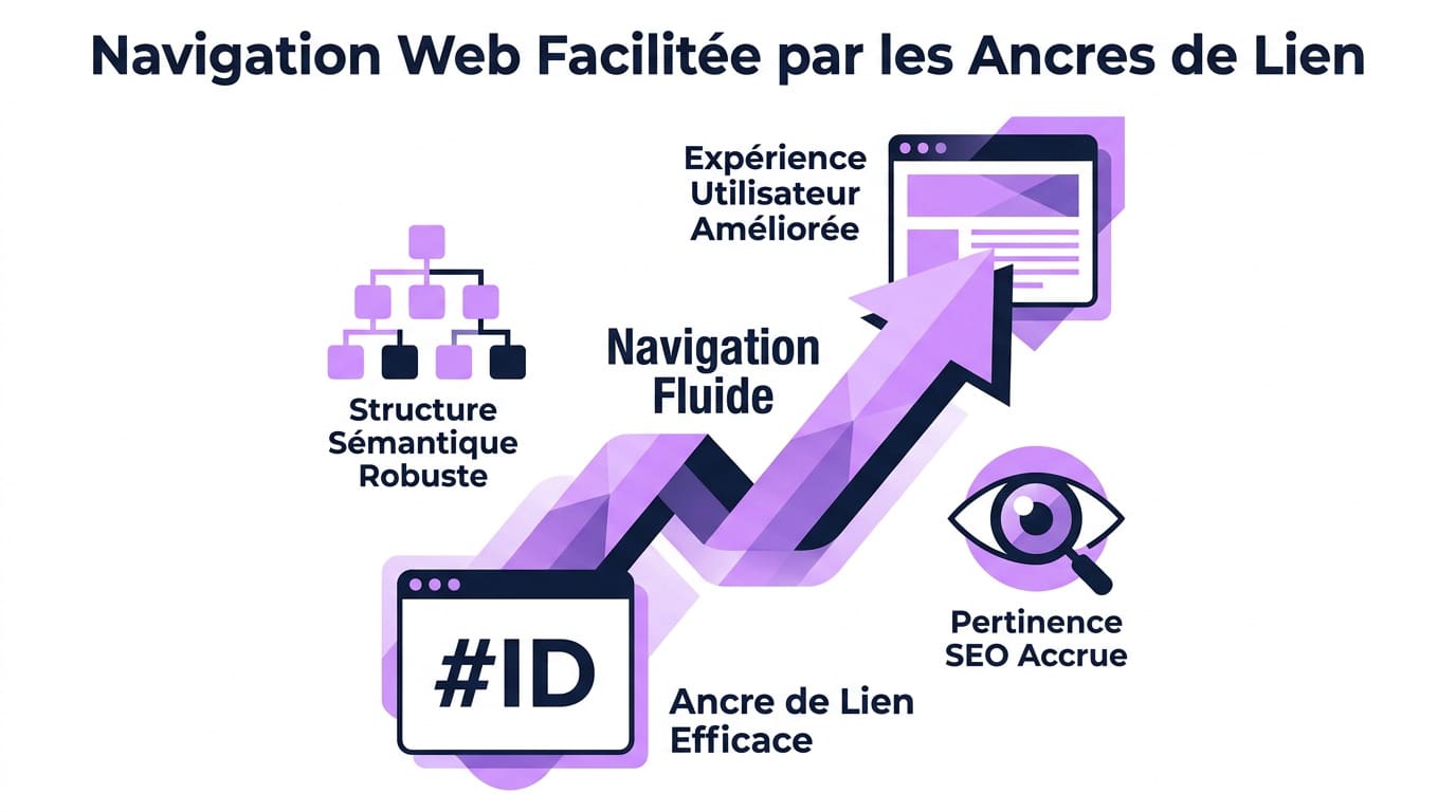 Schéma technique illustrant le fonctionnement des ancres de lien pour la navigation web interne