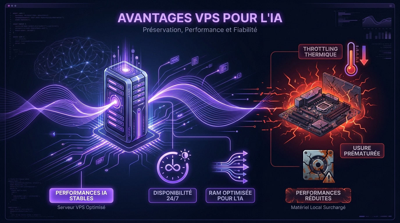 Comparaison entre la stabilité d'un serveur VPS et la surcharge thermique d'un ordinateur local pour l'intelligence artificielle