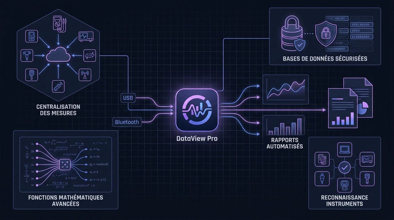 Interface de gestion et d'analyse de données sur le logiciel DataView Pro