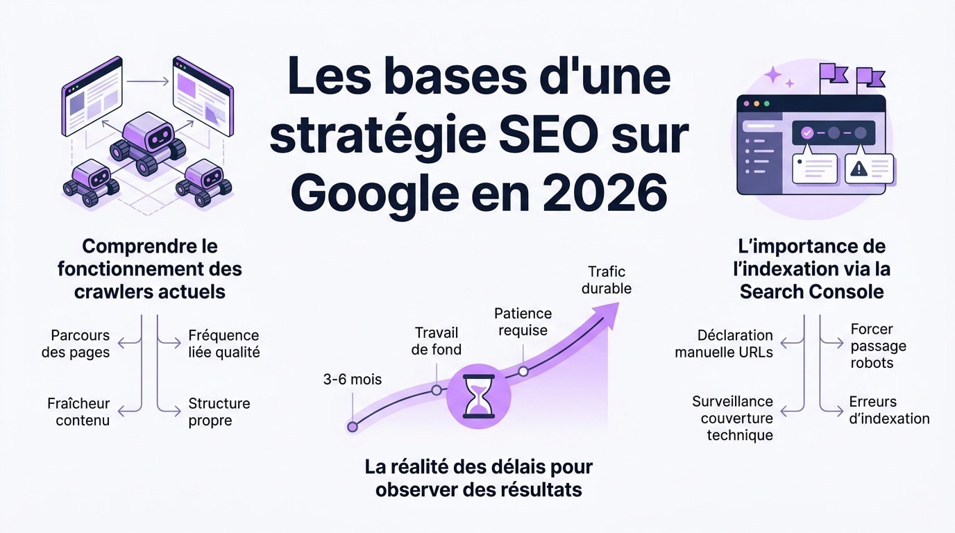 Schéma technique illustrant le processus d'exploration des crawlers de Google en 2026