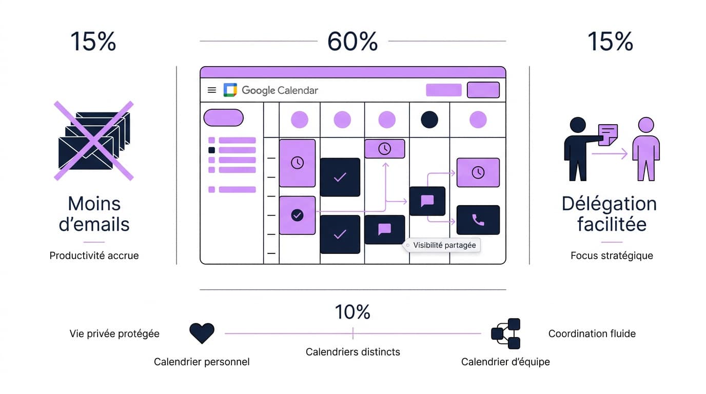 Illustration de la gestion optimisée du temps et de la productivité via un agenda partagé