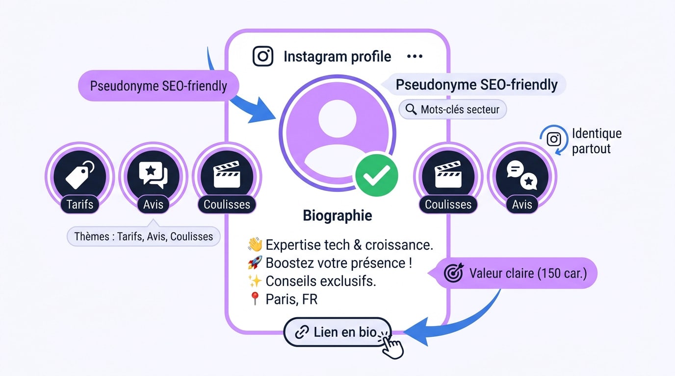 Schéma d'optimisation d'un profil Instagram pour augmenter le nombre d'abonnés