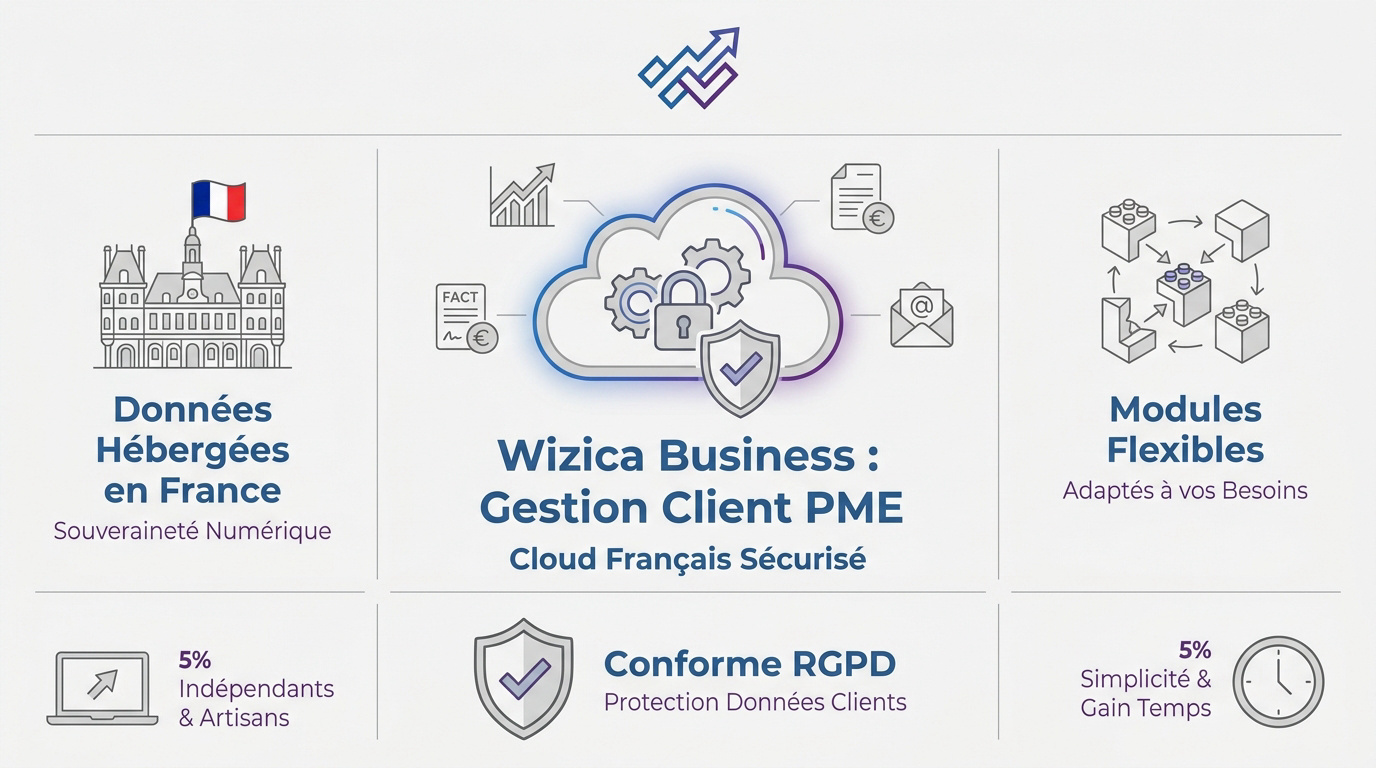 Interface de gestion CRM Wizica Business pour PME