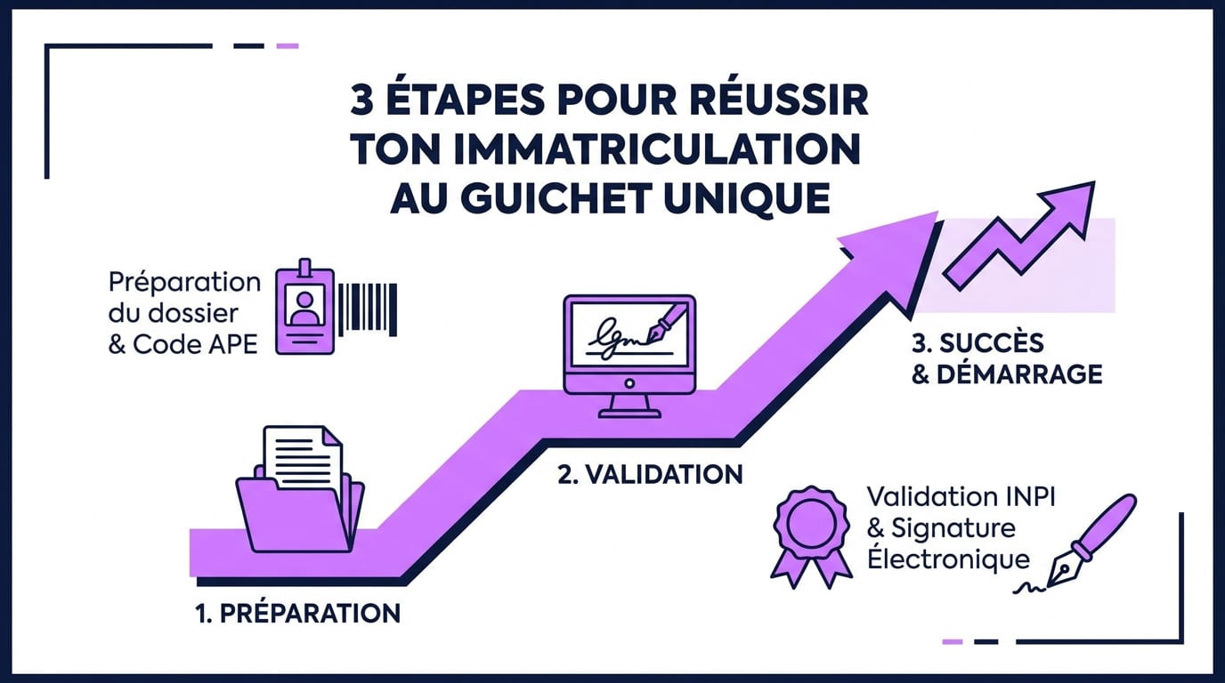 Processus d'immatriculation d'une entreprise d'influenceur sur le guichet unique