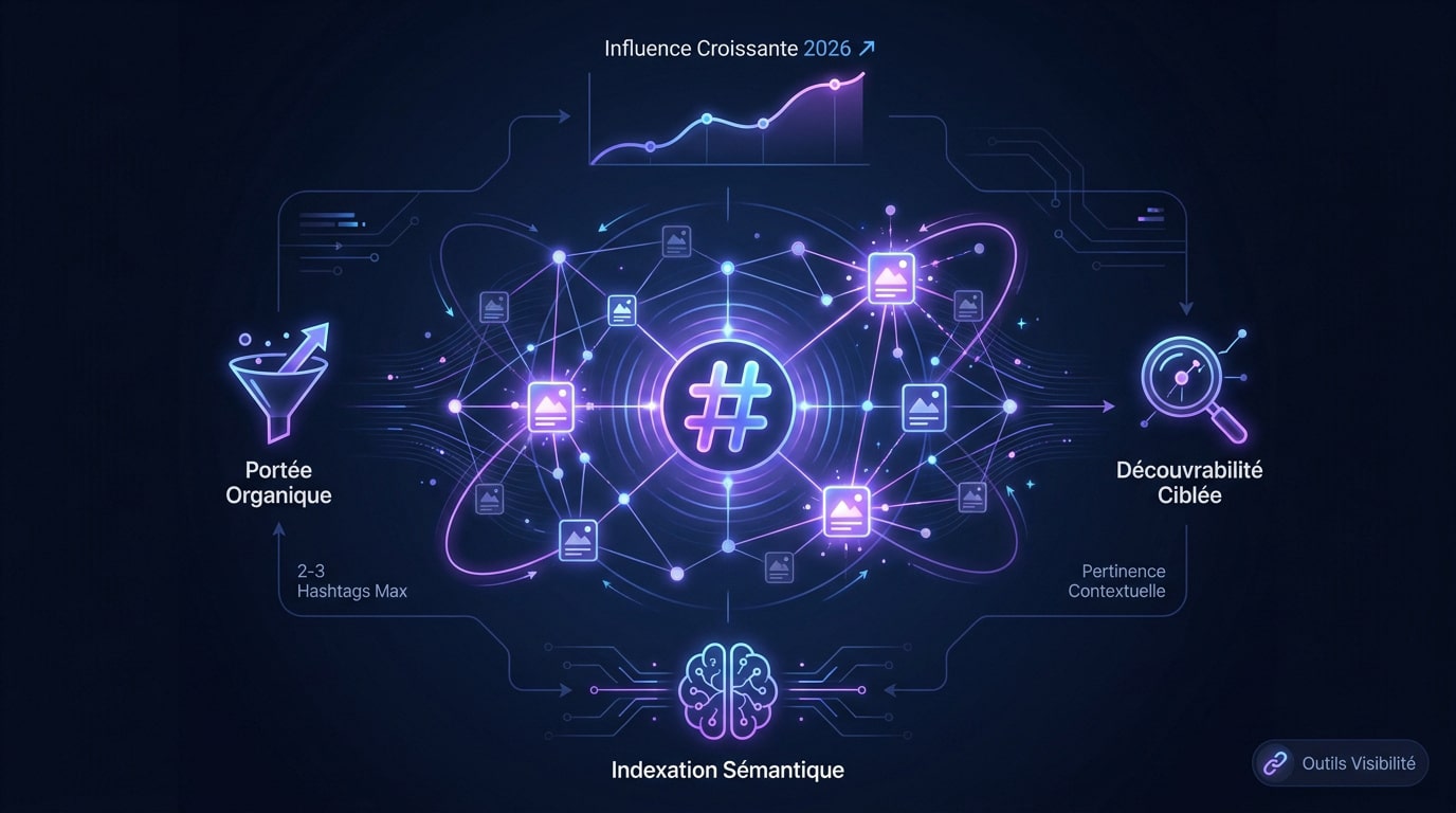 Infographie détaillant le fonctionnement de l'algorithme et de l'indexation sémantique sur les réseaux sociaux