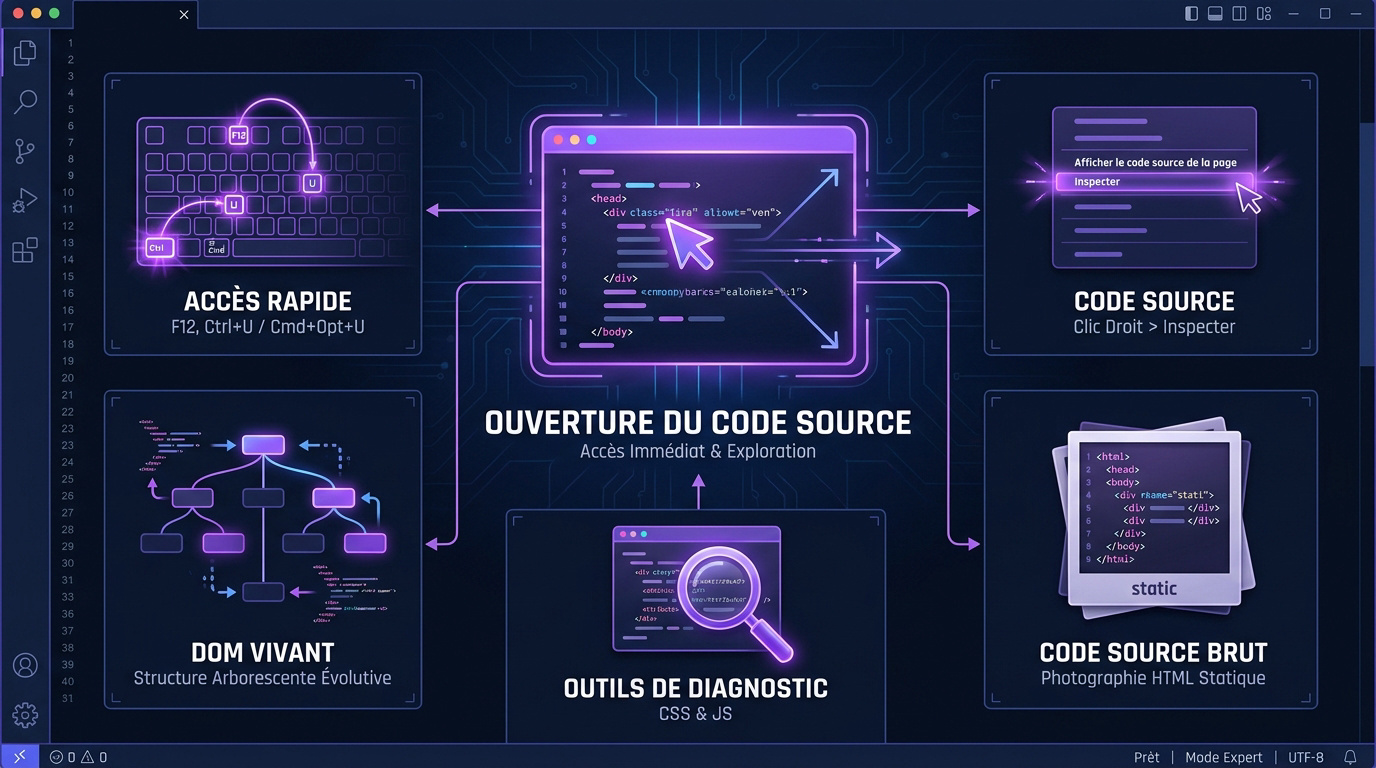 Interface des outils de développement affichant le code source HTML et les styles CSS d'un site web